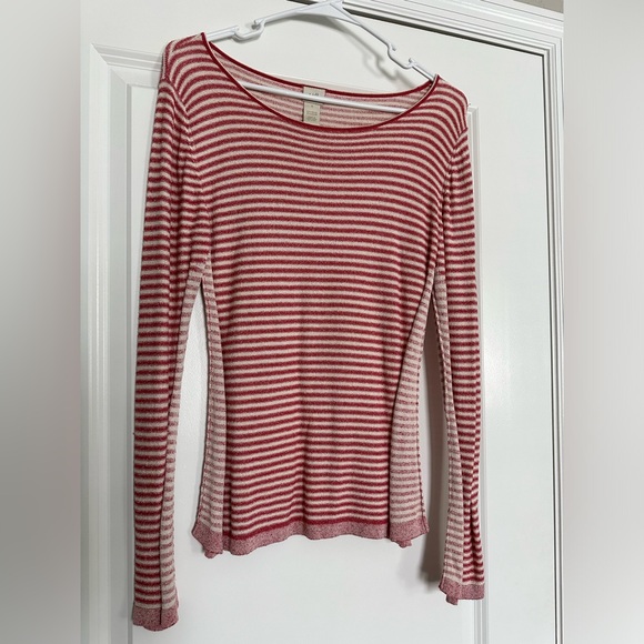 J.Jill red and white striped pullover sweater size small - Picture 2 of 4